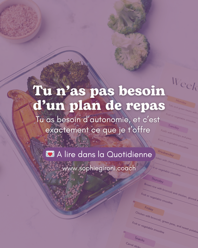 Tu n'as pas besoin d'un plan de repas...